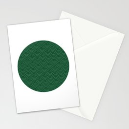 Japanese Pine Green Seigaiha Pattern Stationery Card