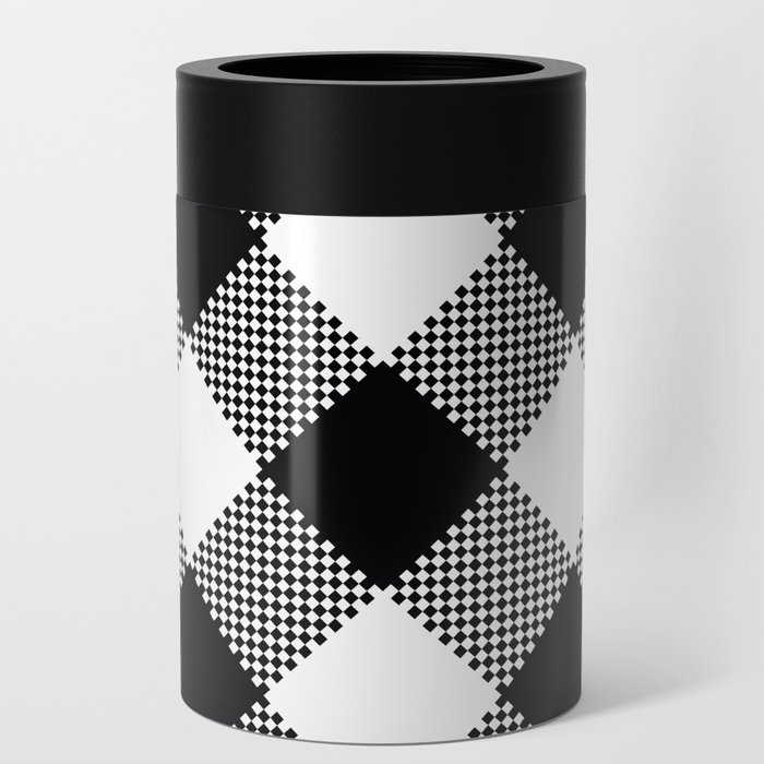 Black & White Large Diagonal Gingham Pattern Can Cooler