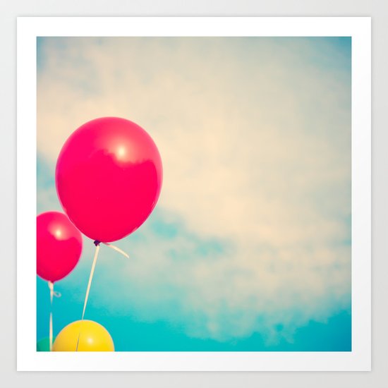 High (Red balloons) Art Print