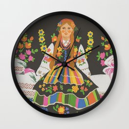 Polish folk girl Wall Clock
