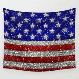 Glitter Sparkle American Flag Pattern Wall Tapestry