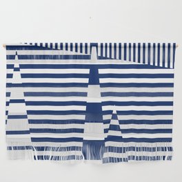 Stripes on Stripes - Blue and White Wall Hanging