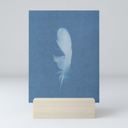 Single Feather Cyanotype Mini Art Print