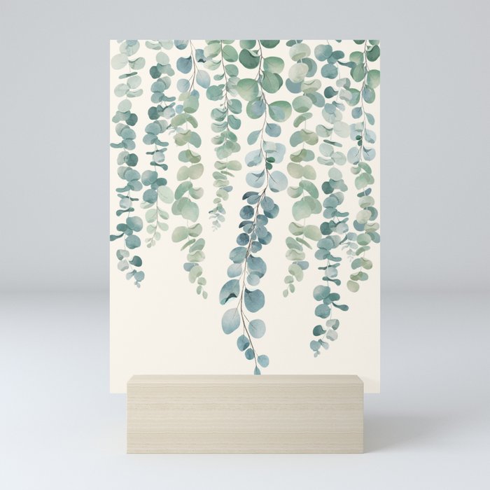 Watercolor Eucalyptus Leaves Mini Art Print