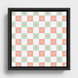 Flower Checkered Pattern Framed Canvas