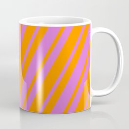 [ Thumbnail: Dark Orange & Orchid Colored Striped/Lined Pattern Coffee Mug ]