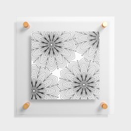 Hand drawn geometrical black white mandala Floating Acrylic Print