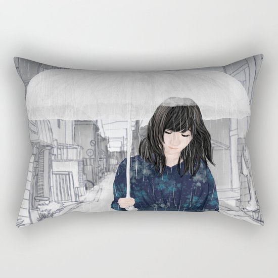 In The Rain Rectangular Pillow