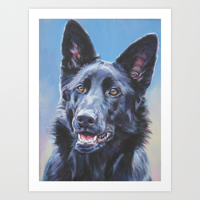 Black German Shepherd Dog Portrait Art From An Original Painting