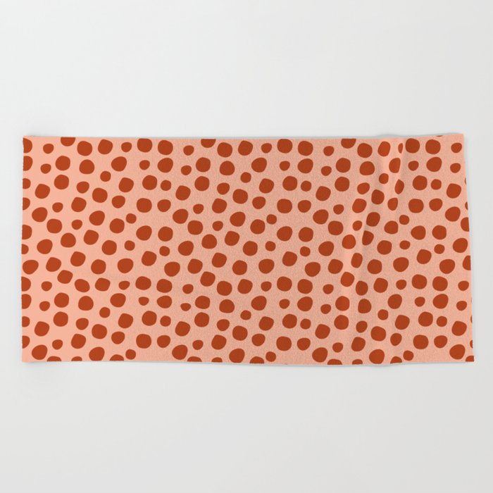 Irregular Small Polka Dots terracota Beach Towel