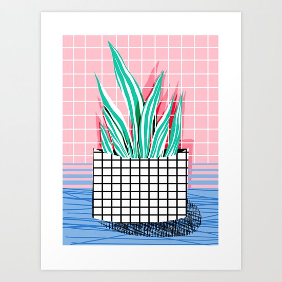 Glam - pop art memphis neon house plants throwback retro 80s style cool brooklyn style minimalism Art Print