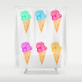 Ice Cream Cones- Multicolored  Shower Curtain