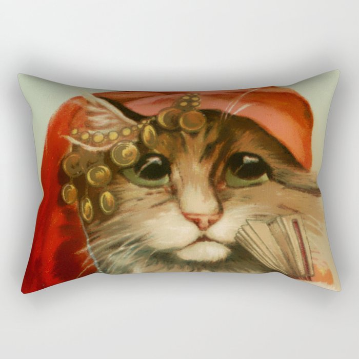 “Gypsy Cat with Fan and Scarf” by Maurice Boulanger Rectangular Pillow