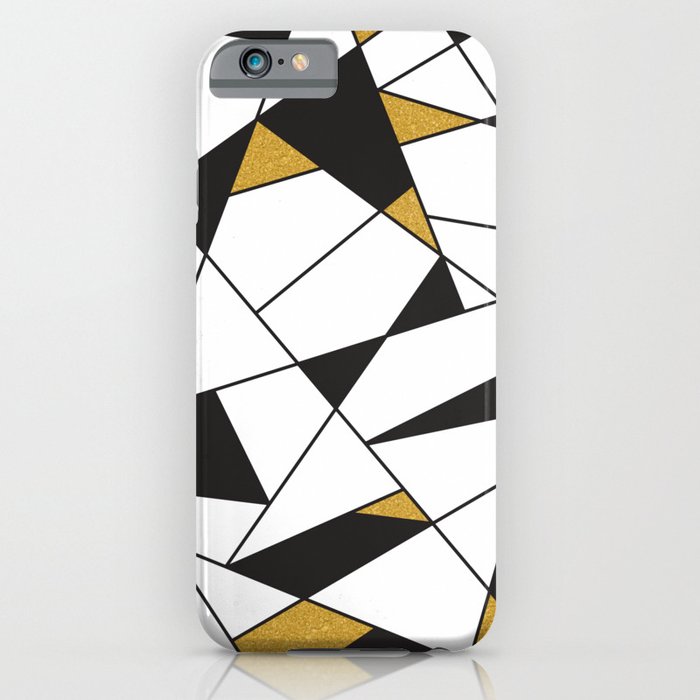 Modern Geometry -black and white with gold- iPhone Case