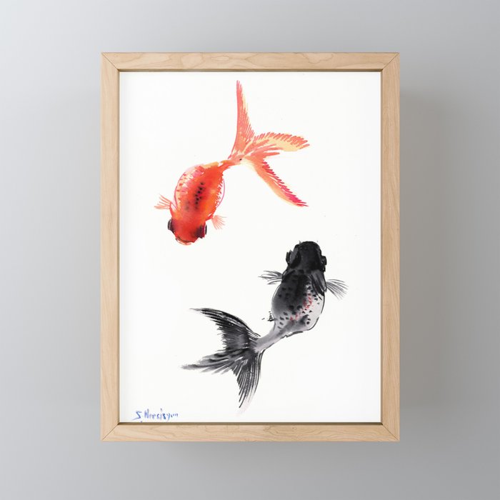 Two KOI , Feng Shui, Fish art, Framed Mini Art Print