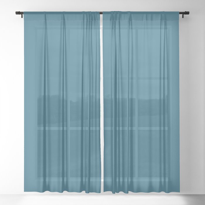 Intrinsic Dark Blue Solid Color Pairs To Sherwin Williams Georgian Bay SW 6509 Sheer Curtain
