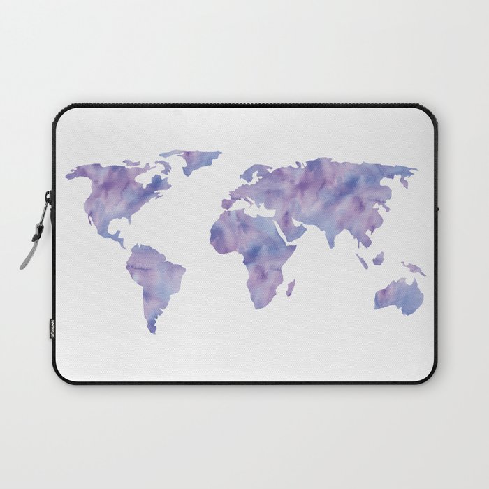 World Map Light Blue Purple Indigo Laptop Sleeve