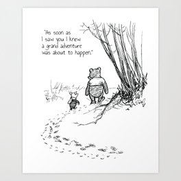 Winnie Nursery Art Adventure Quote Pooh and Piglet Art Print