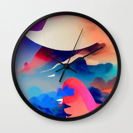 abstract colorful art 42. Wall Clock | Pink, Orange, Animal, Landscape, Love, Graphicdesign, Nature, Floral, Retro, Gold 