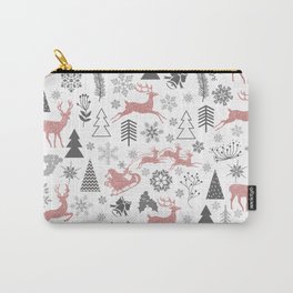 Rose gold sparkling Christmas reindeer pattern Carry-All Pouch