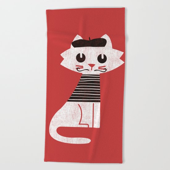 Mark the cat goes to Paris Beach Towel