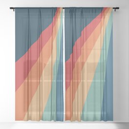 Colorful diagonal retro stripes Sheer Curtain