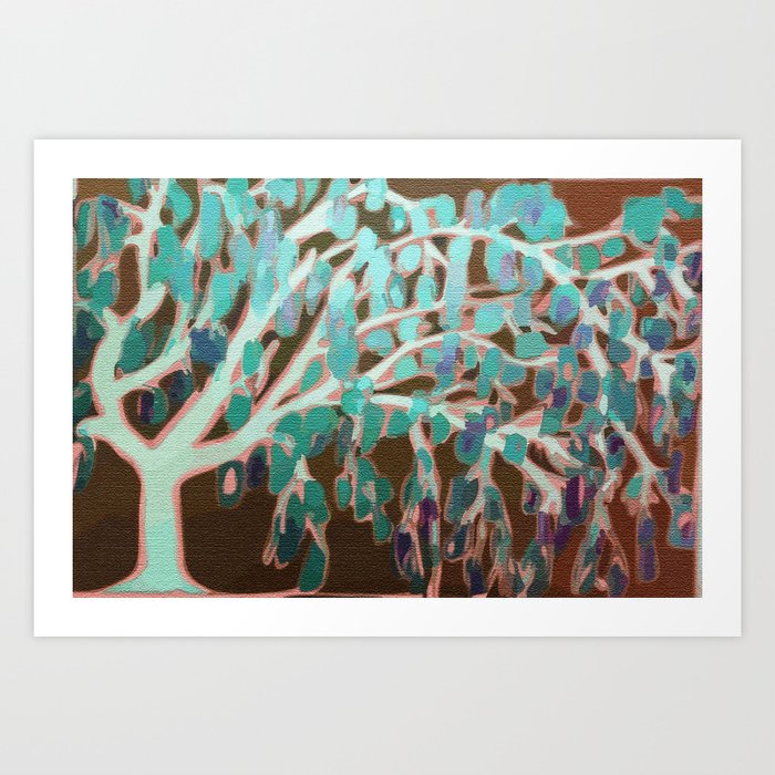 Weeping Willow Tree Digital Painting Art Print