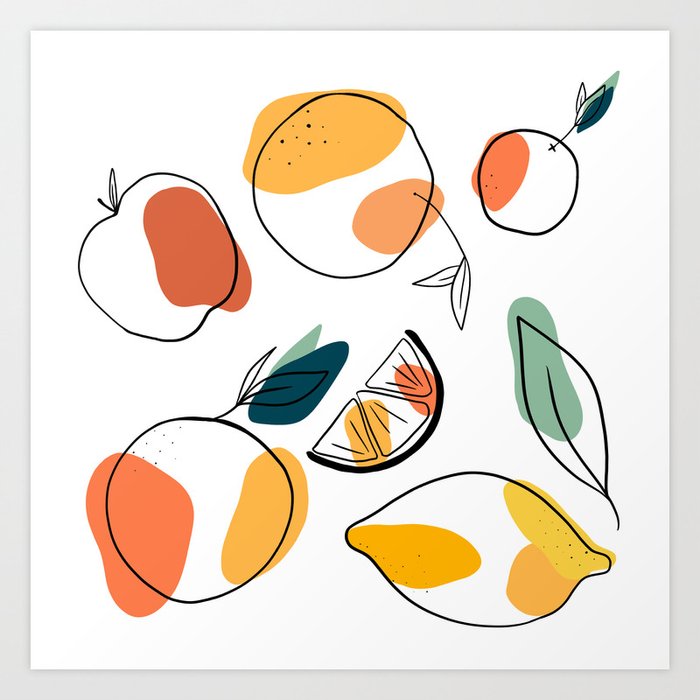 Abstract citrus fruit Art Print