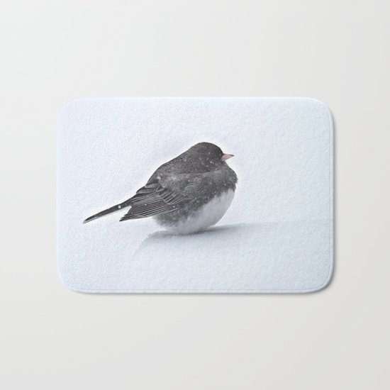 Brave Bird in a Blizzard Bath Mat