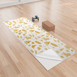 Mustard Summer Beach Elements Pattern Yoga Towel