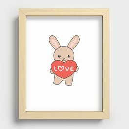 Bunny For Valentine's Day Cute Animals With Hearts Recessed Framed Print