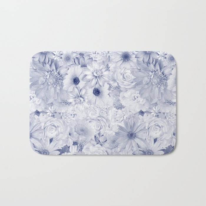 slate grey floral bouquet aesthetic array Bath Mat