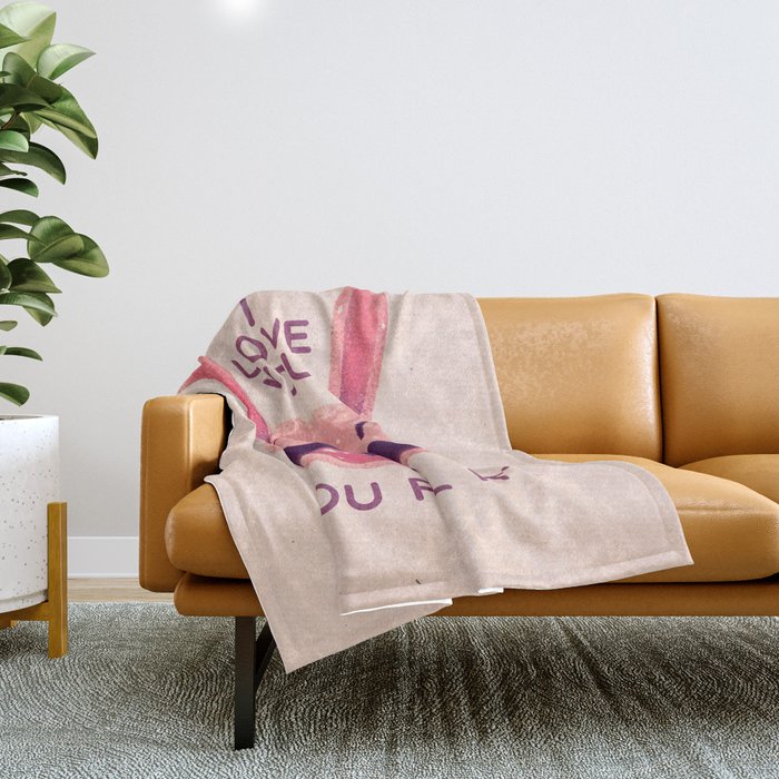 Bunny with love Throw Blanket