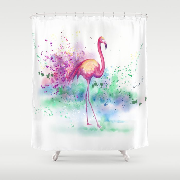 Messy Flamingo Shower Curtain