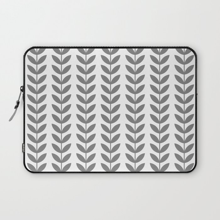 Grey Scandinavian leaves pattern Laptop Sleeve