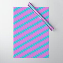 [ Thumbnail: Orchid & Dark Turquoise Colored Lined/Striped Pattern Wrapping Paper ]