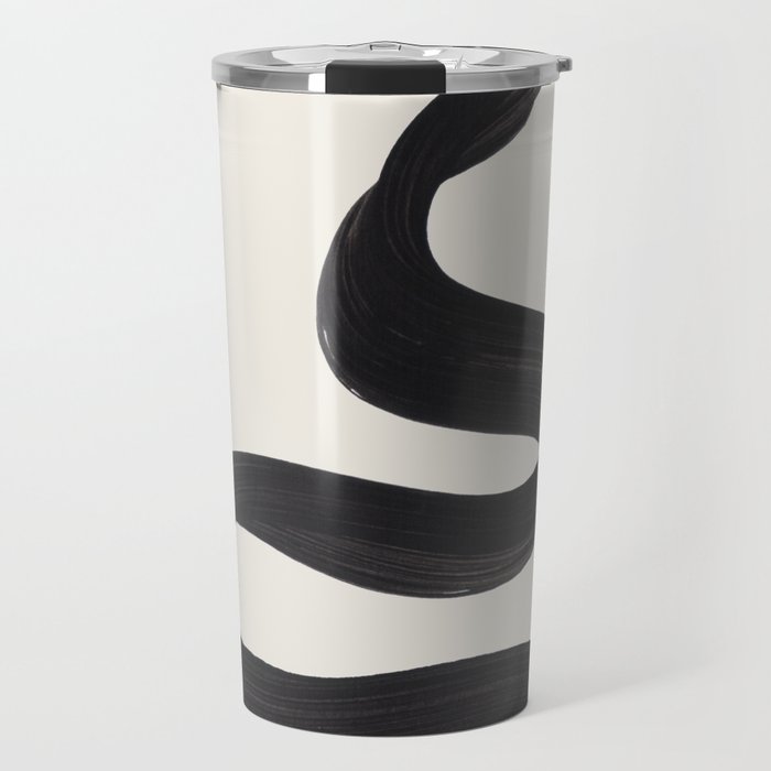 Minimalist Abstract Art Smoke Genie In The Lamp Mythical Magical Ink Art Black & White Travel Mug
