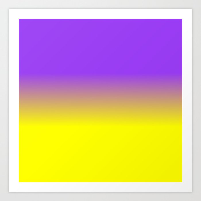 Neon Purple and Neon Yellow Ombré  Shade Color Fade Art Print