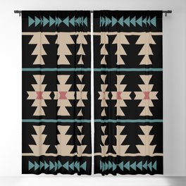 Southwestern Pattern 134 Black Burgundy Beige and Teal Green Blackout Curtain