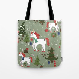 Christmas Winter Unicorn Pattern Tote Bag