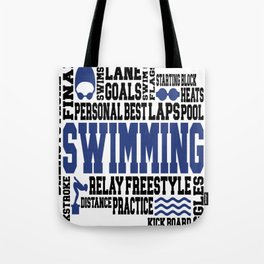 Swimming Word Art Tote Bag