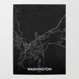 Washington, Utah, United States - Dark City Map Poster