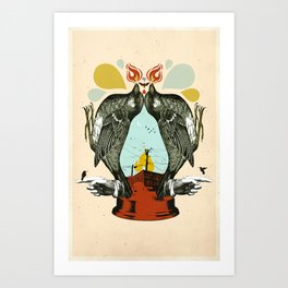 INDUSTRIAL BIRD LANTERN Art Print