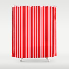 [ Thumbnail: Light Pink & Red Colored Lines Pattern Shower Curtain ]