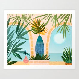 Welcome To The Hotel California Illustrated Landscape / Villa Series Art Print