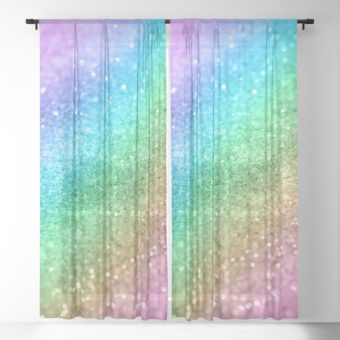 Rainbow Princess Glitter #1 (Faux Glitter) #shiny #decor #art #society6 Sheer Curtain