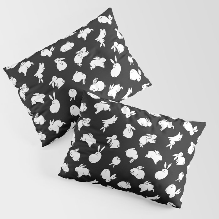 Black & White Bunny Pattern Pillow Sham
