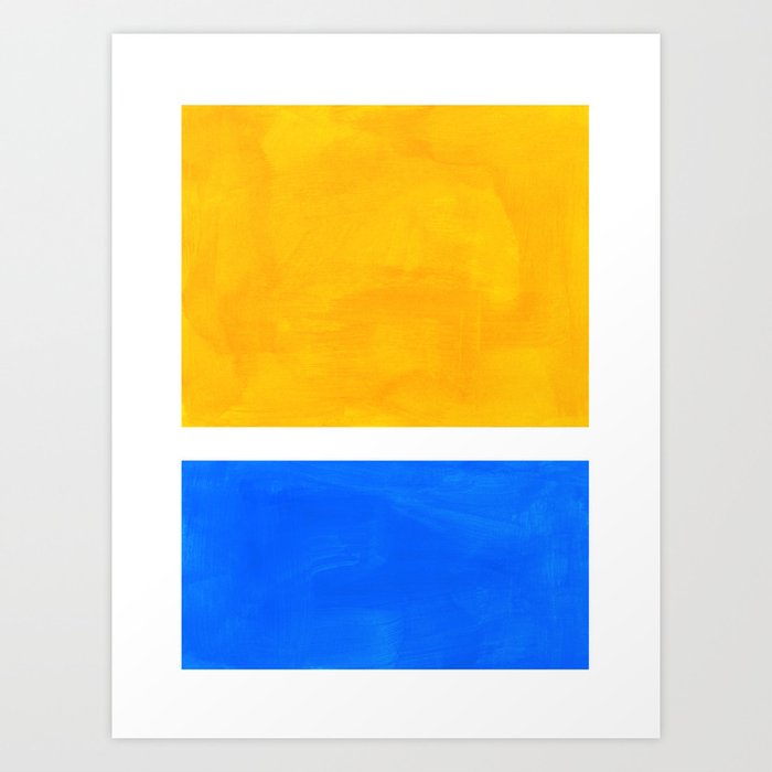 Primary Yellow Cerulean Blue Mid Century Modern Abstract