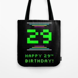 [ Thumbnail: 29th Birthday - Nerdy Geeky Pixelated 8-Bit Computing Graphics Inspired Look Tote Bag ]