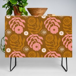modflower pattern, sienna + pink Credenza